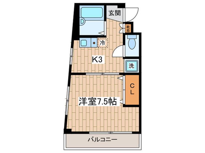 コートハウスJ B棟(1K/1階)の間取り写真