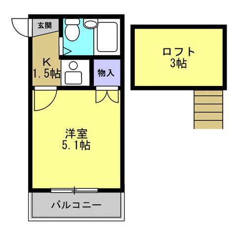 ABLE日進(1K/2階)の間取り写真