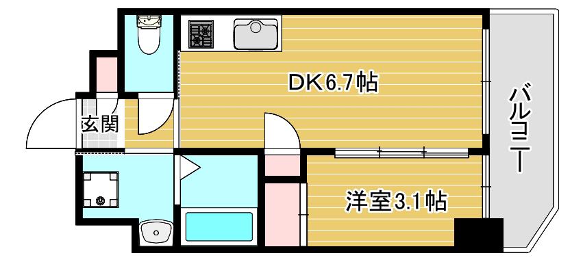 ネクストステージ本町(1DK/11階)の間取り写真