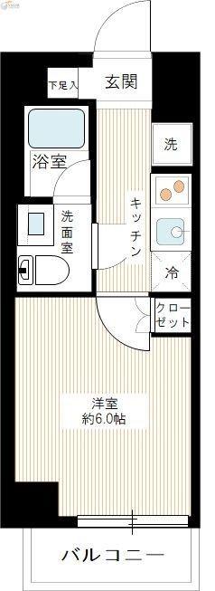 SQUARE CITY TURUMI RIVERSID(1K/6階)の間取り写真