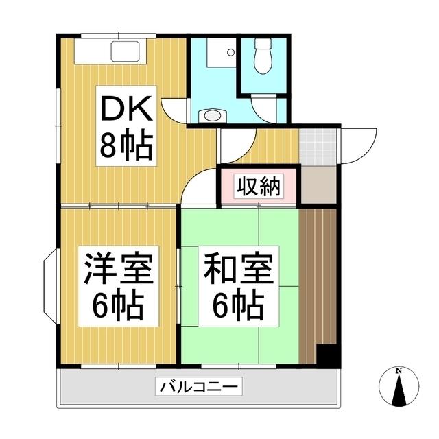 ハイツ宮崎(2DK/3階)の間取り写真