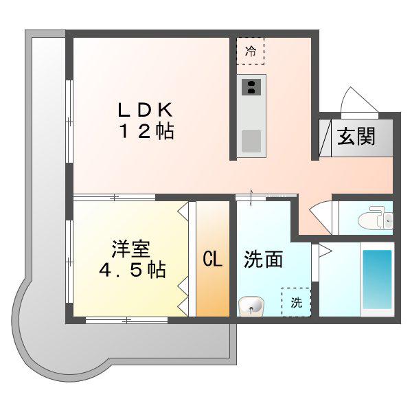 ブルーフェアリー(1LDK/3階)の間取り写真