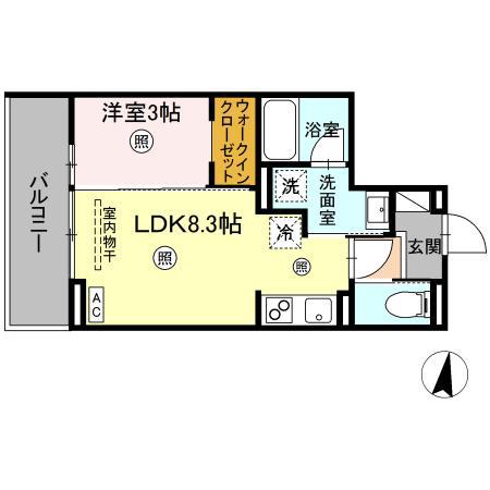 D-RESIDENCE東深津町3丁目(1LDK/2階)の間取り写真