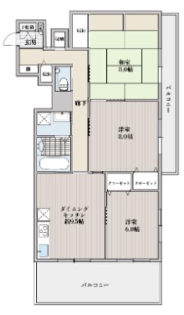 FLEUR MAISON TAMURA(3DK/3階)の間取り写真