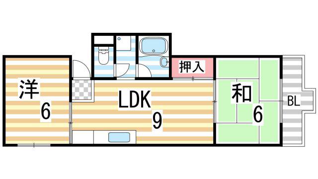 サンシャイン淀(2LDK/6階)の間取り写真