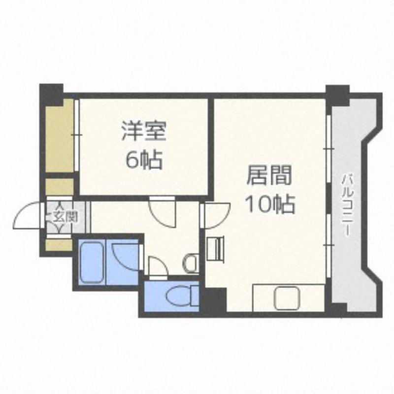 上町パークハイツ(1LDK/2階)の間取り写真