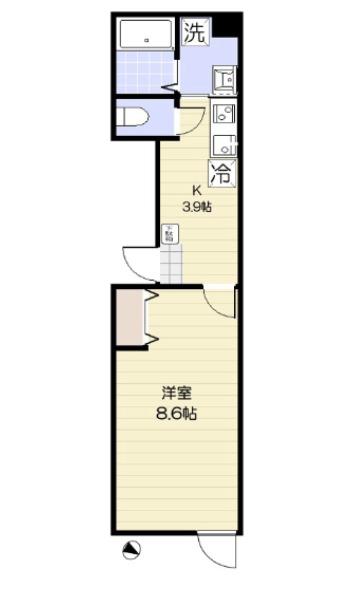 エクセラン平井I(1K/3階)の間取り写真