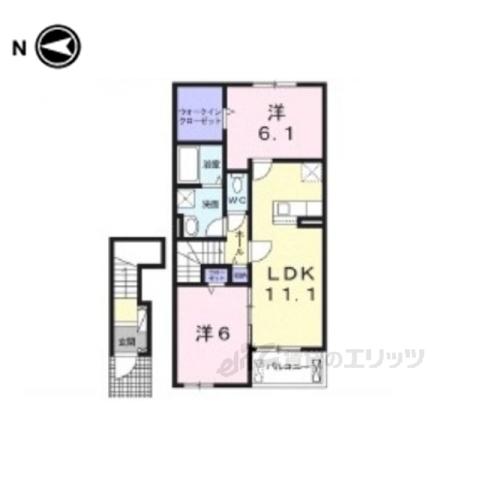 スカースデール Ⅲ(2LDK/2階)の間取り写真