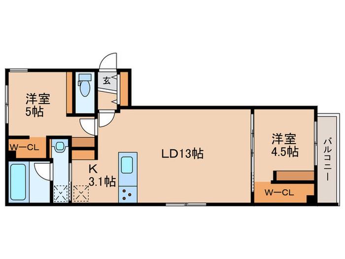 TERRACE WARABI(2LDK/2階)の間取り写真