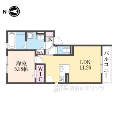 セジュール東大利(1LDK/3階)の間取り写真