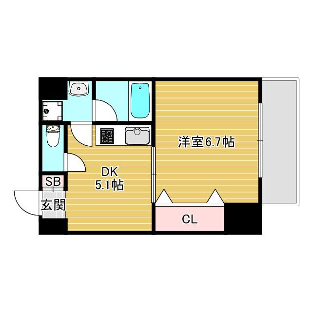 エクセル新大阪(1DK/4階)の間取り写真