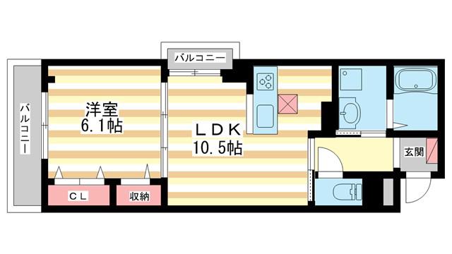 サンガーデンM(1LDK/1階)の間取り写真