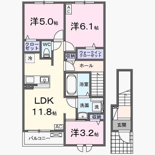リトルウッズII(3LDK/2階)の間取り写真