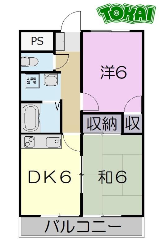 ウエスト PARK(2DK/2階)の間取り写真