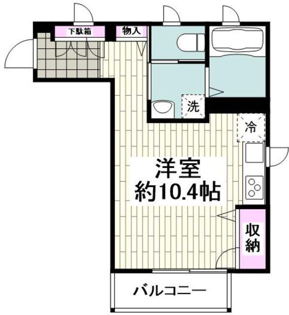 クレール白楽(ワンルーム/1階)の間取り写真