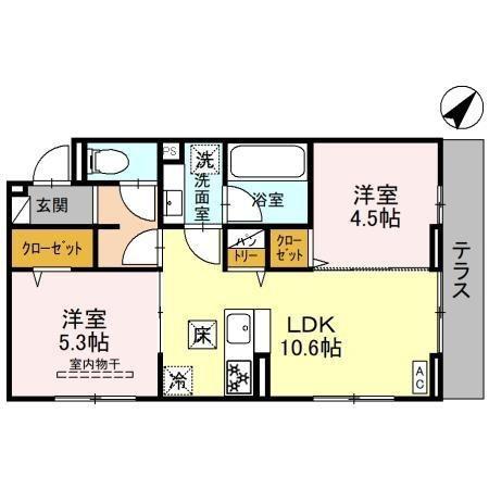 アゼリア(2LDK/1階)の間取り写真