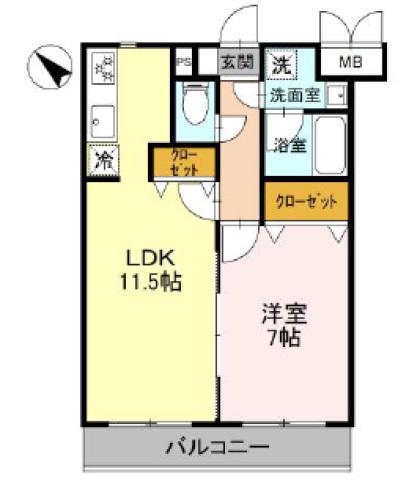 リラッサーレI 101(1LDK/1階)の間取り写真
