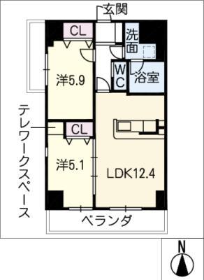 MELIV刈谷(2LDK/7階)の間取り写真