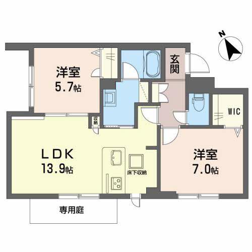 シャーメゾン クレア南今宿(2LDK/1階)の間取り写真