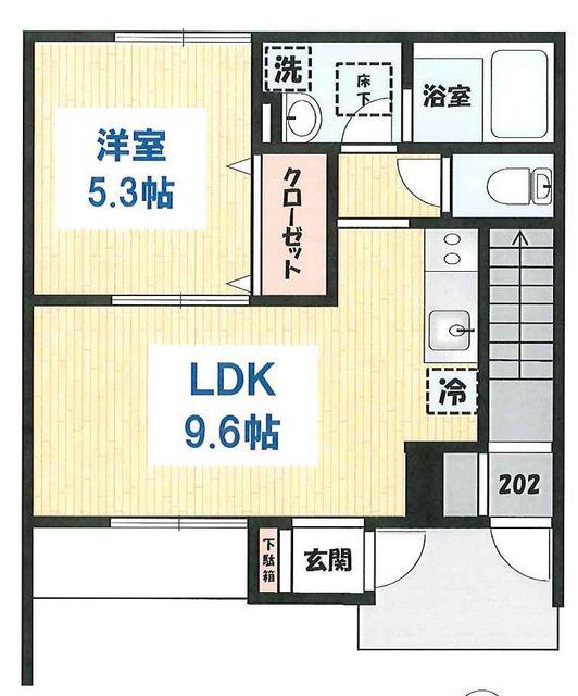 JR中央線 日野駅(東京) 徒歩8分 2階建 築20年(1LDK/1階)の間取り写真