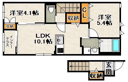 メゾン・ド・プランタン(2LDK/2階)の間取り写真