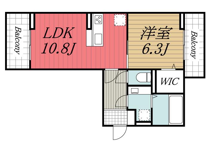 アリエッタ(1LDK/2階)の間取り写真