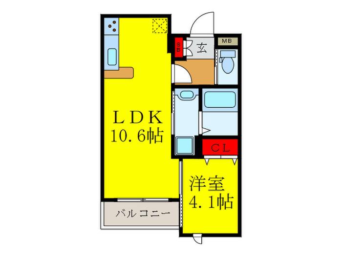 プリエール吹田泉町参番館(1LDK/3階)の間取り写真