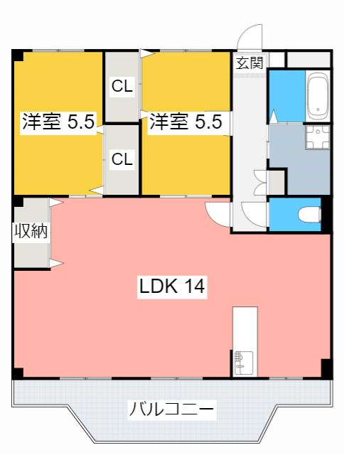 JOIE M DEUX(2LDK/2階)の間取り写真