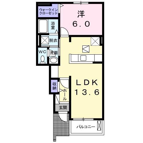 ベル フィオーレ(1LDK/1階)の間取り写真