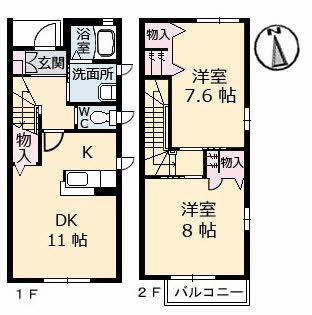 シャーメゾン III番館(2LDK/1階)の間取り写真