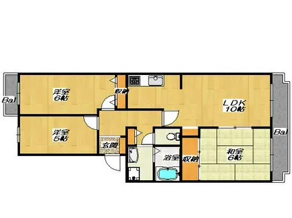 JAパストラル2(3LDK/3階)の間取り写真