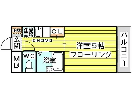 モリハイム瑞光(1K/5階)の間取り写真