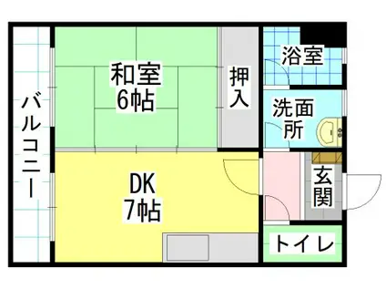 コンプレート中津口(1DK/3階)の間取り写真