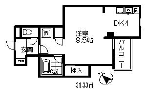 SUNヴィンテージ(1DK/3階)の間取り写真