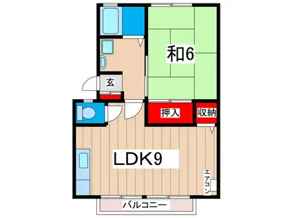 メゾン・ドリームB(1LDK/2階)の間取り写真