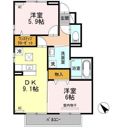 D-ROOM加納(2LDK/1階)の間取り写真