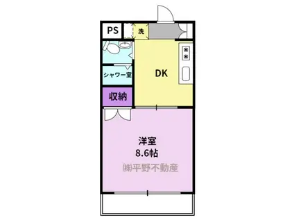 コーポ加月B棟(1DK/3階)の間取り写真