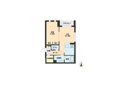 シャーメゾンあすと長町(1LDK/3階)の間取り写真