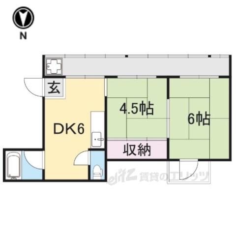 第2森野ビル(2DK/6階)の間取り写真