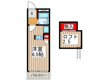 エステート南浦和(ワンルーム/2階)の間取り写真