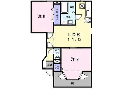 ベル・コリーヌSI(2LDK/1階)の間取り写真