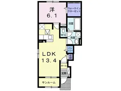 こんね・さくら A(1LDK/1階)の間取り写真