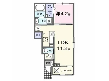 カミーノ アムレト II(1LDK/1階)の間取り写真