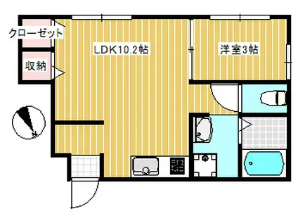 JR常磐線 取手駅 徒歩9分 2階建 築4年(1LDK/1階)の間取り写真