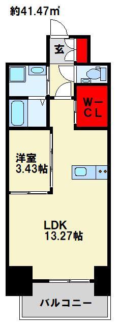 LEGEND鍛冶町(1LDK/2階)の間取り写真