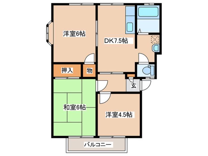 ファーストライフ板戸II(3DK/2階)の間取り写真