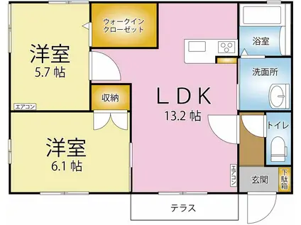 PAL CUORE(2LDK/1階)の間取り写真