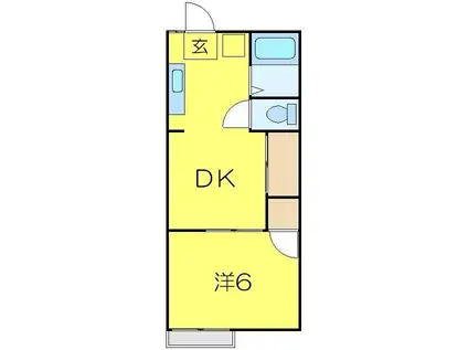 サンライズアパートメントB棟(1DK/2階)の間取り写真