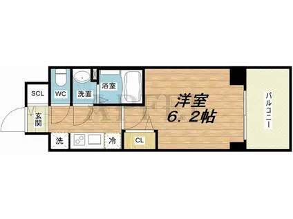 プレサンス堺筋本町ディスティニー(1K/8階)の間取り写真