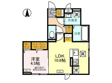 FELICITY(1LDK/1階)の間取り写真